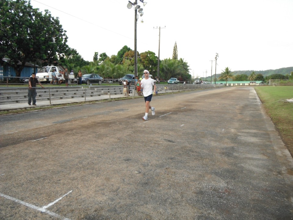 Coming into the finish line of the 2012 Pohnpei Liberation Day half marathon